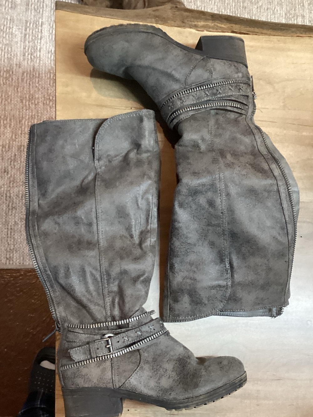 Kohl's Gray Over-the-Knee Buckle Zip Boots